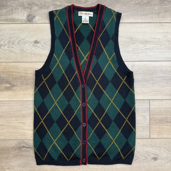 JH Collectibles Jackets & Blazers - Vintage Argyle Sweater Vest Academia Grandpa Button Front Sleeveless Knit Top